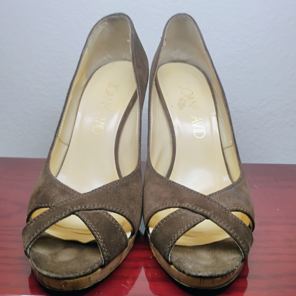 **4 For $18 SALE**  Joan & David Brown Peep-Toe Heels